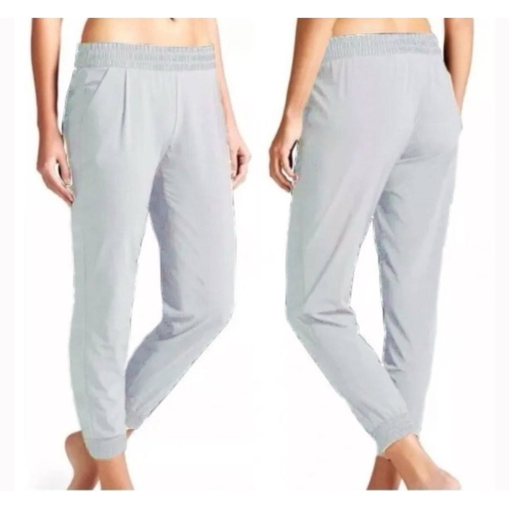Athleta Light Gray Elastic Waist Track Joggers